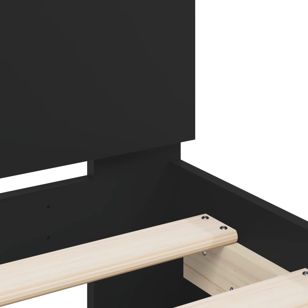 Sengeramme med hodegavl svart 180x200 cm konstruert tre