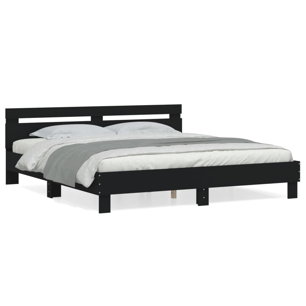 Sengeramme med hodegavl svart 180x200 cm konstruert tre
