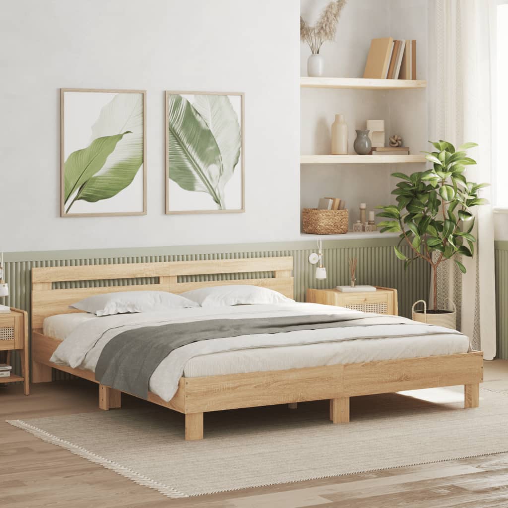 Sengeramme med hodegavl sonoma eik 180x200 cm konstruert tre