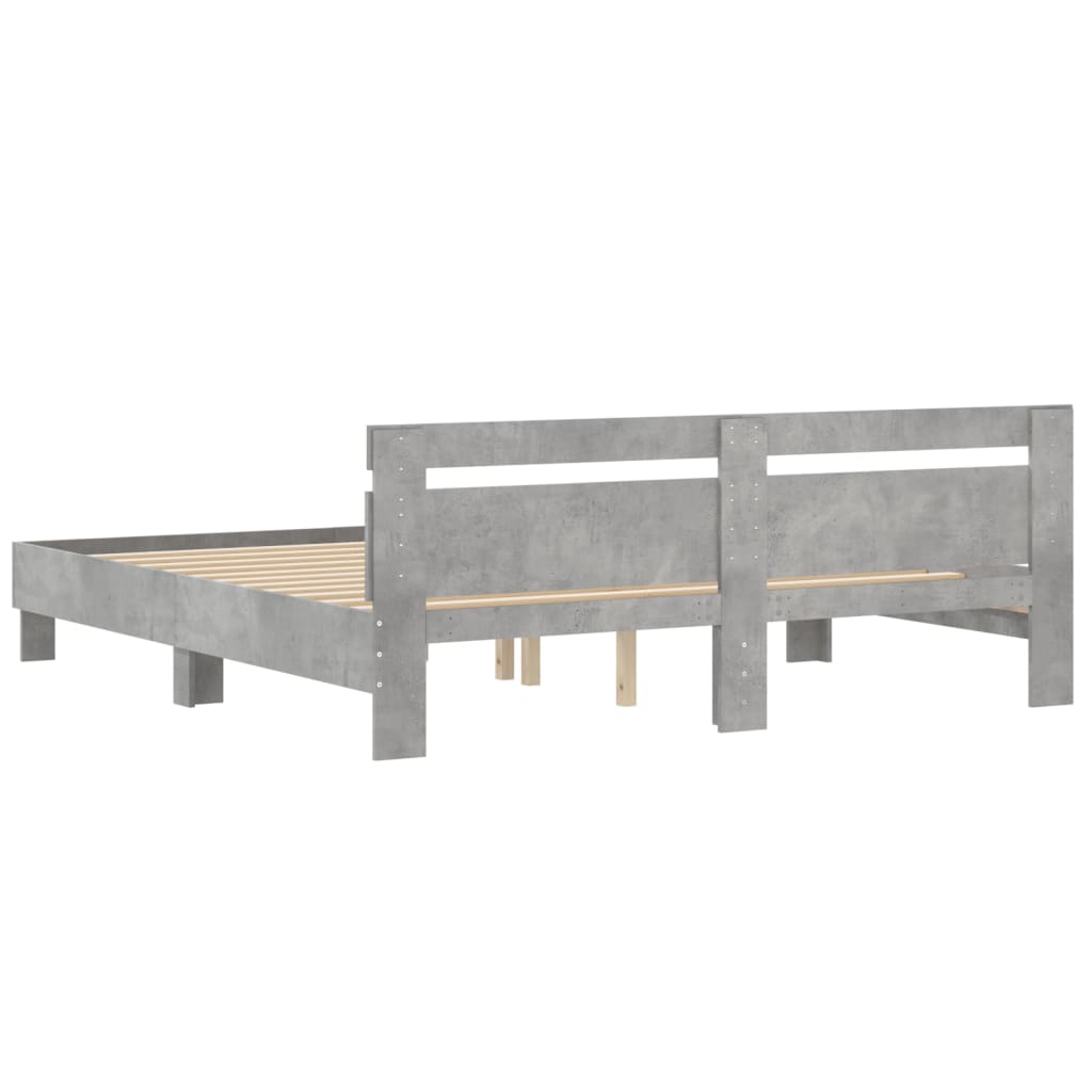 Sengeramme med hodegavl betonggrå 180x200 cm konstruert tre