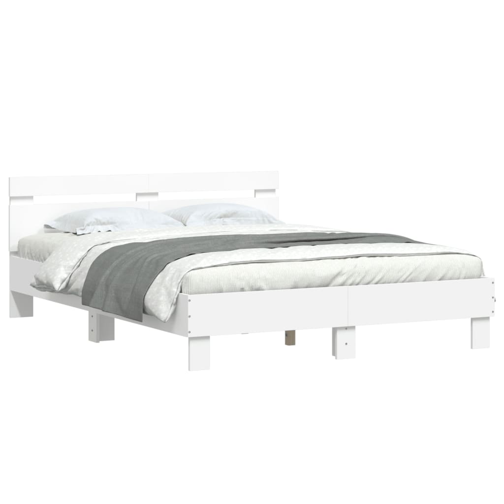 Sengeramme med hodegavl hvit 150x200 cm konstruert tre