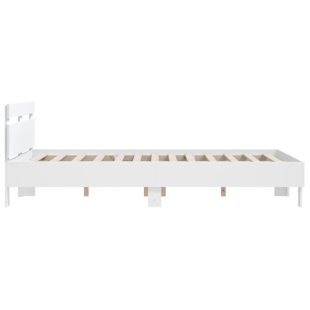 Sengeramme med hodegavl hvit 150x200 cm konstruert tre