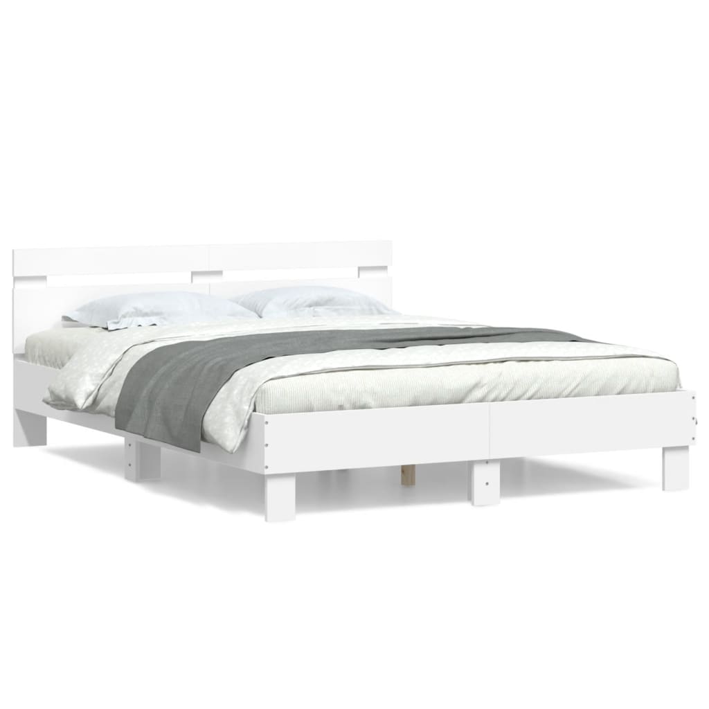 Sengeramme med hodegavl hvit 150x200 cm konstruert tre