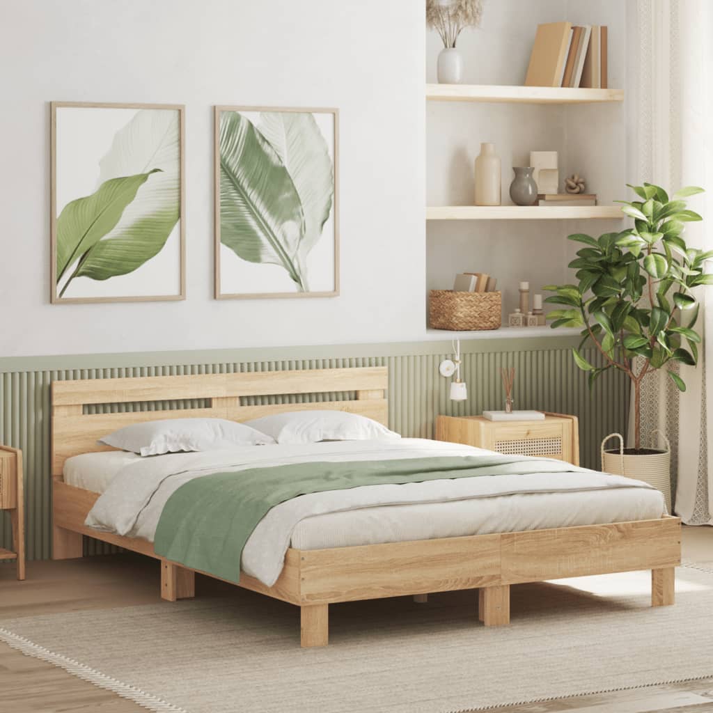 Sengeramme med hodegavl sonoma eik 150x200 cm konstruert tre