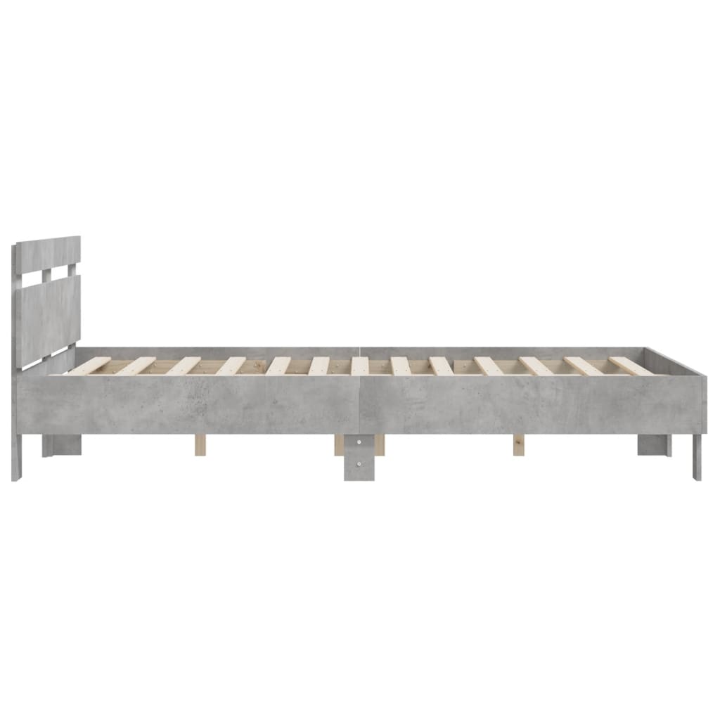 Sengeramme med hodegavl betonggrå 150x200 cm konstruert tre