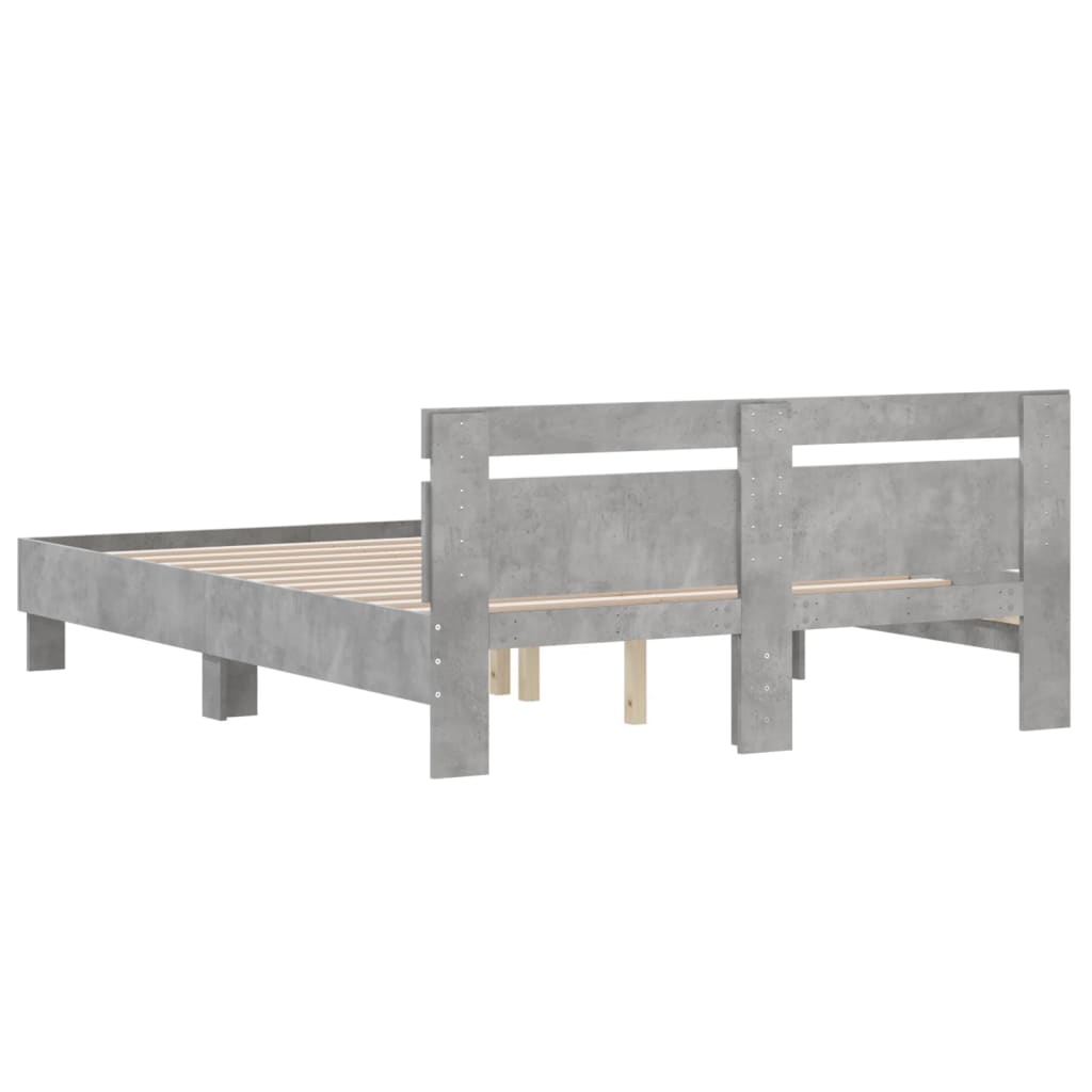 Sengeramme med hodegavl betonggrå 150x200 cm konstruert tre