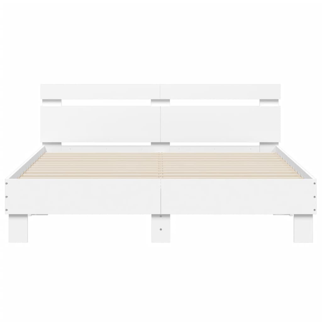 Sengeramme med hodegavl hvit 140x200 cm konstruert tre
