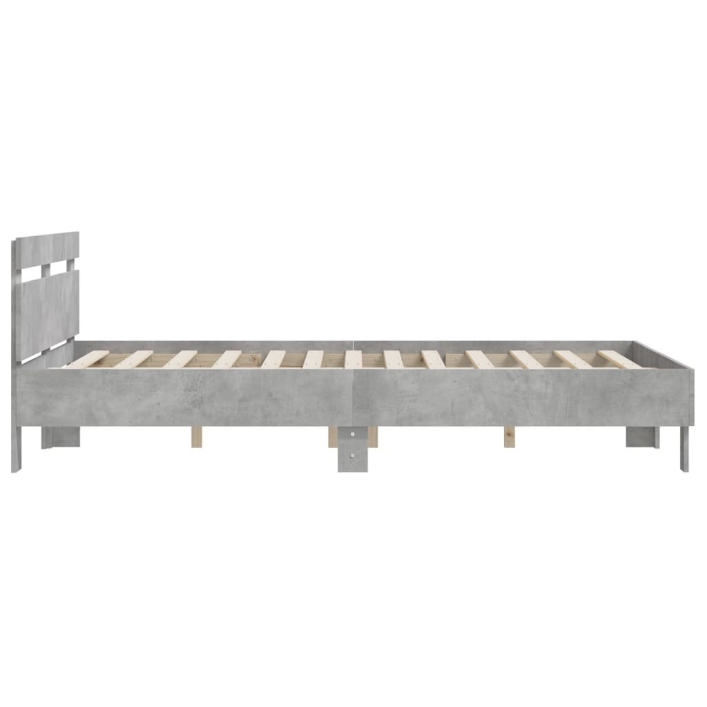 Sengeramme med hodegavl betonggrå 140x200 cm konstruert tre