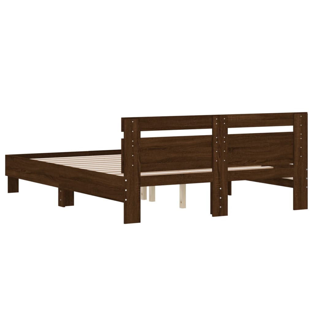 Sengeramme med hodegavl brun eik 140x200 cm konstruert tre