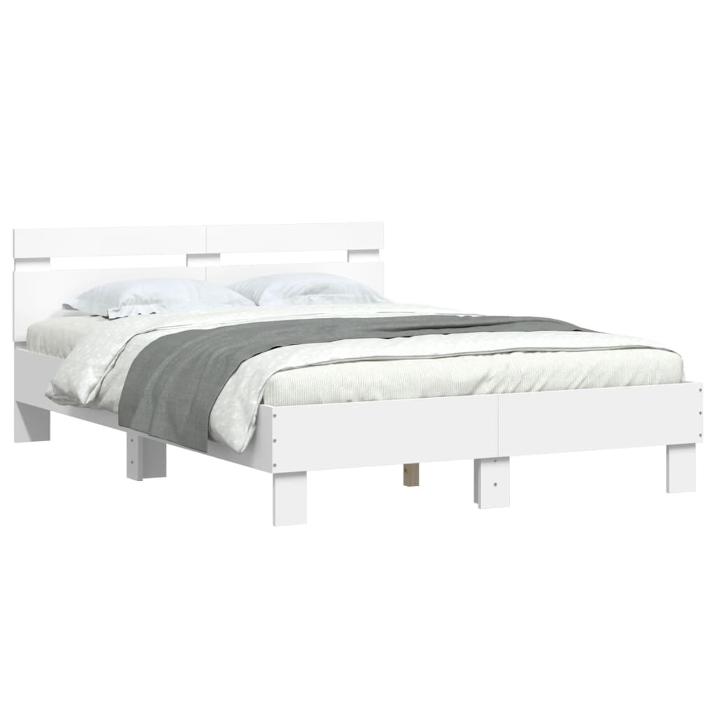 Sengeramme med hodegavl hvit 120x200 cm konstruert tre
