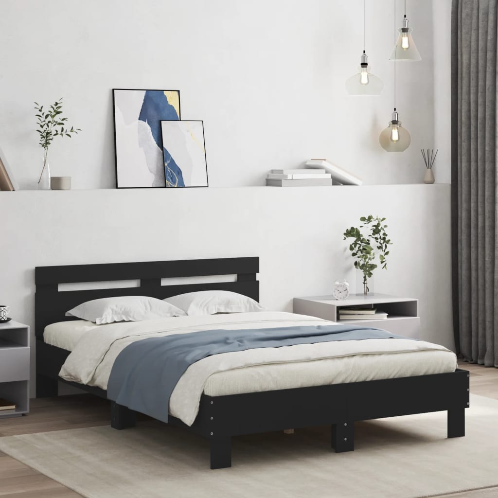 Sengeramme med hodegavl svart 120x200 cm konstruert tre