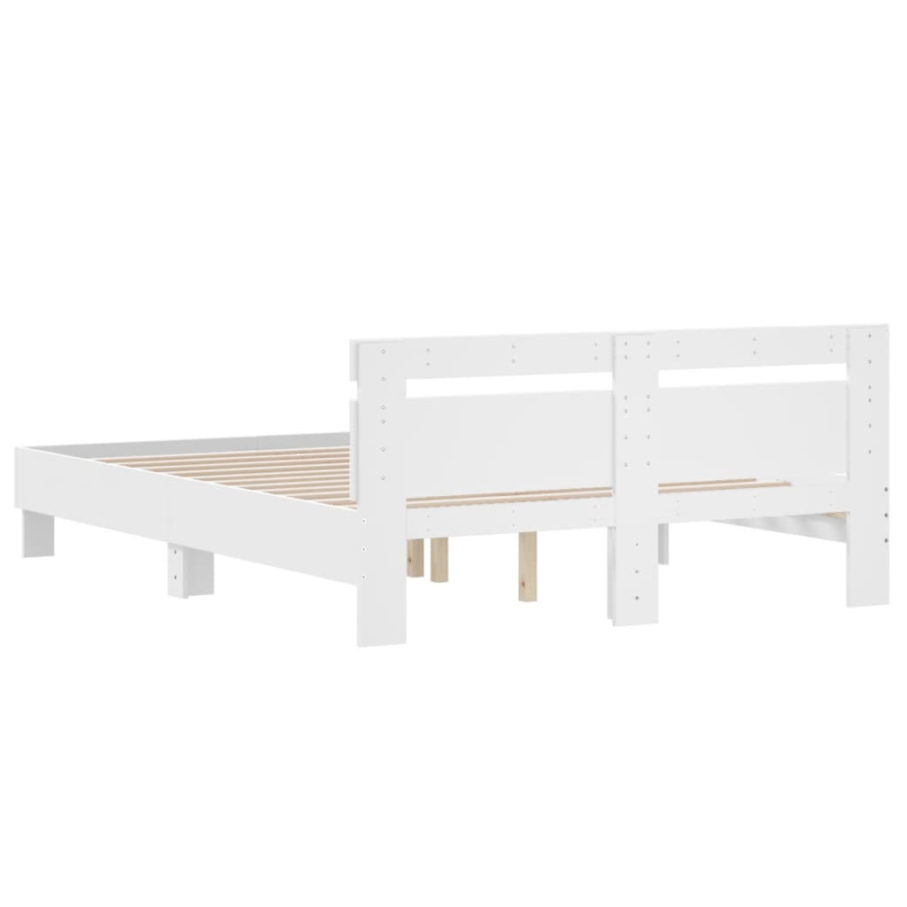 Sengeramme med hodegavl hvit 140x190 cm konstruert tre