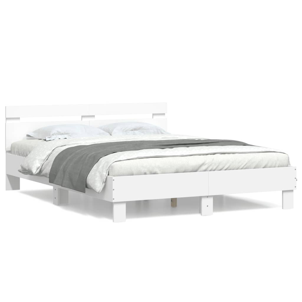 Sengeramme med hodegavl hvit 140x190 cm konstruert tre