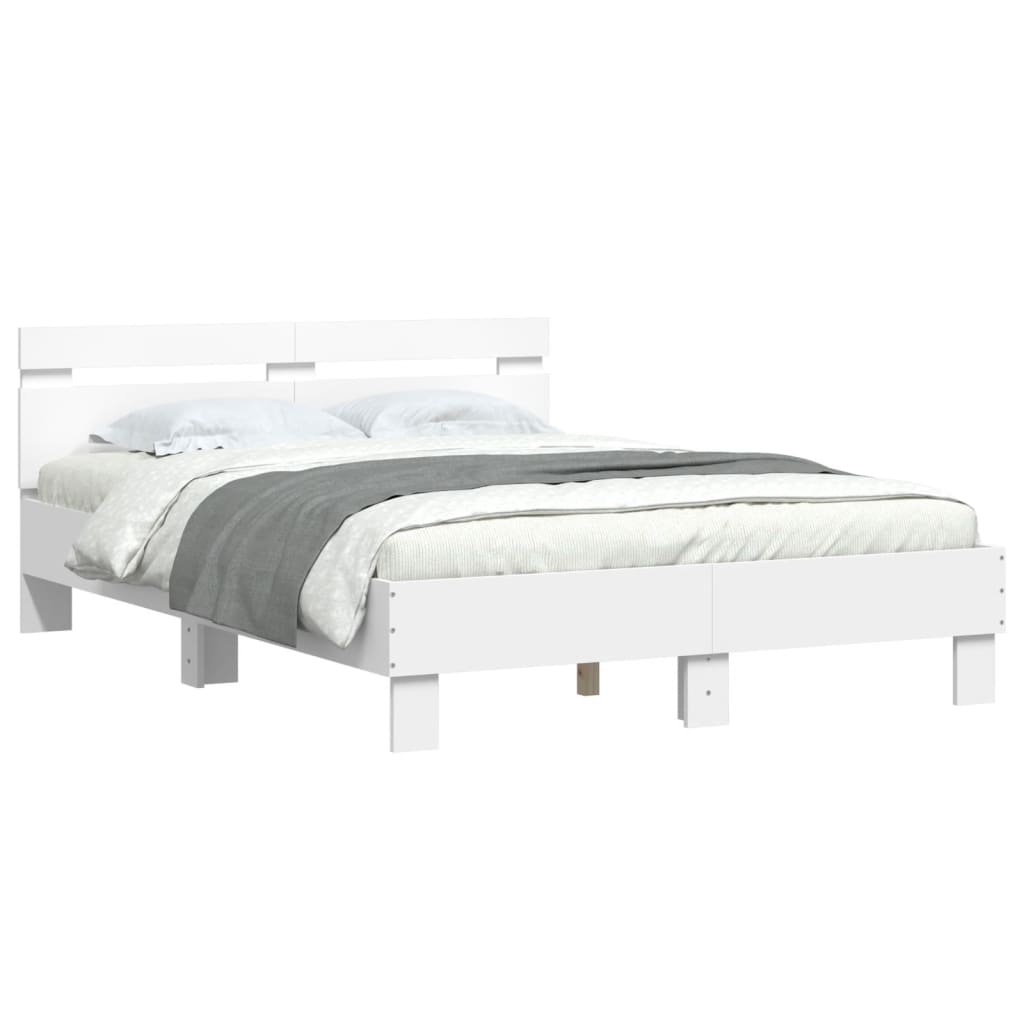Sengeramme med hodegavl hvit 135x190 cm konstruert tre