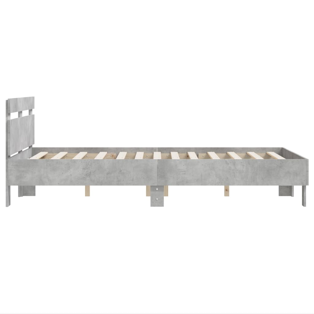 Sengeramme med hodegavl betonggrå 135x190 cm konstruert tre