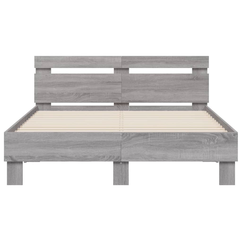 Sengeramme med hodegavl grå sonoma 135x190 cm konstruert tre