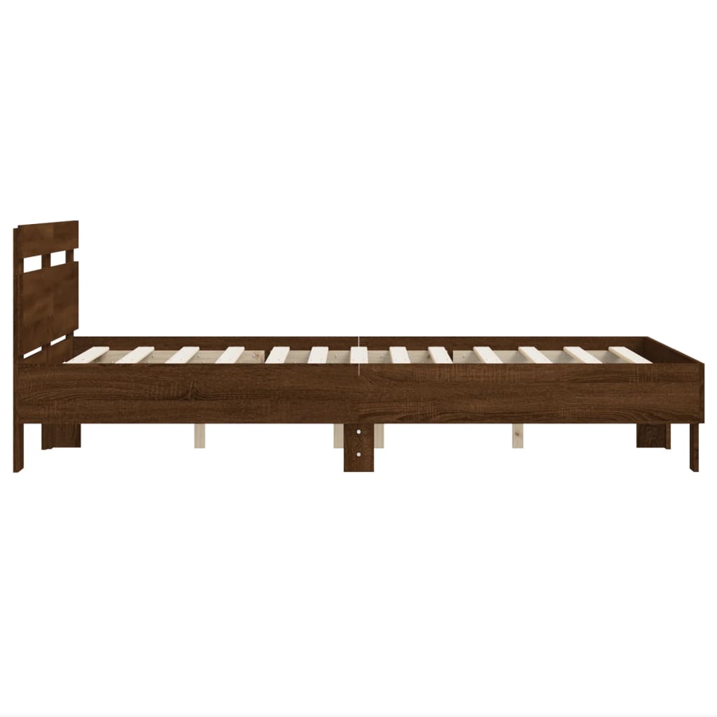 Sengeramme med hodegavl brun eik 135x190 cm konstruert tre