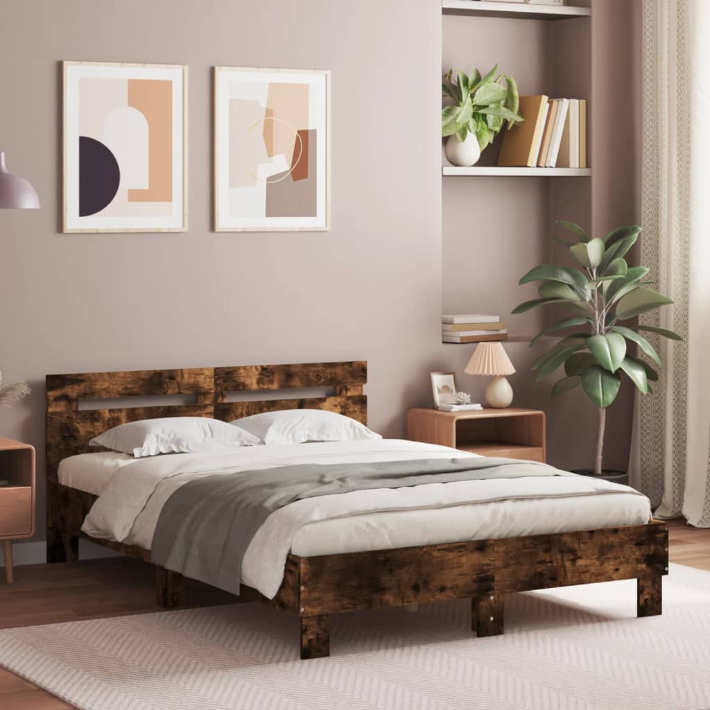 Sengeramme med hodegavl røkt eik 120x190 cm konstruert tre