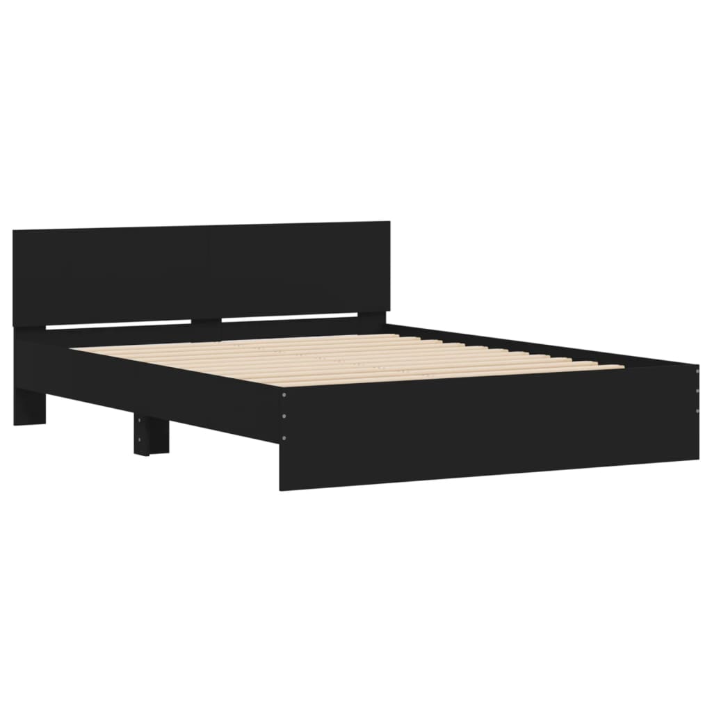 Sengeramme med sengegavl svart 150x200 cm