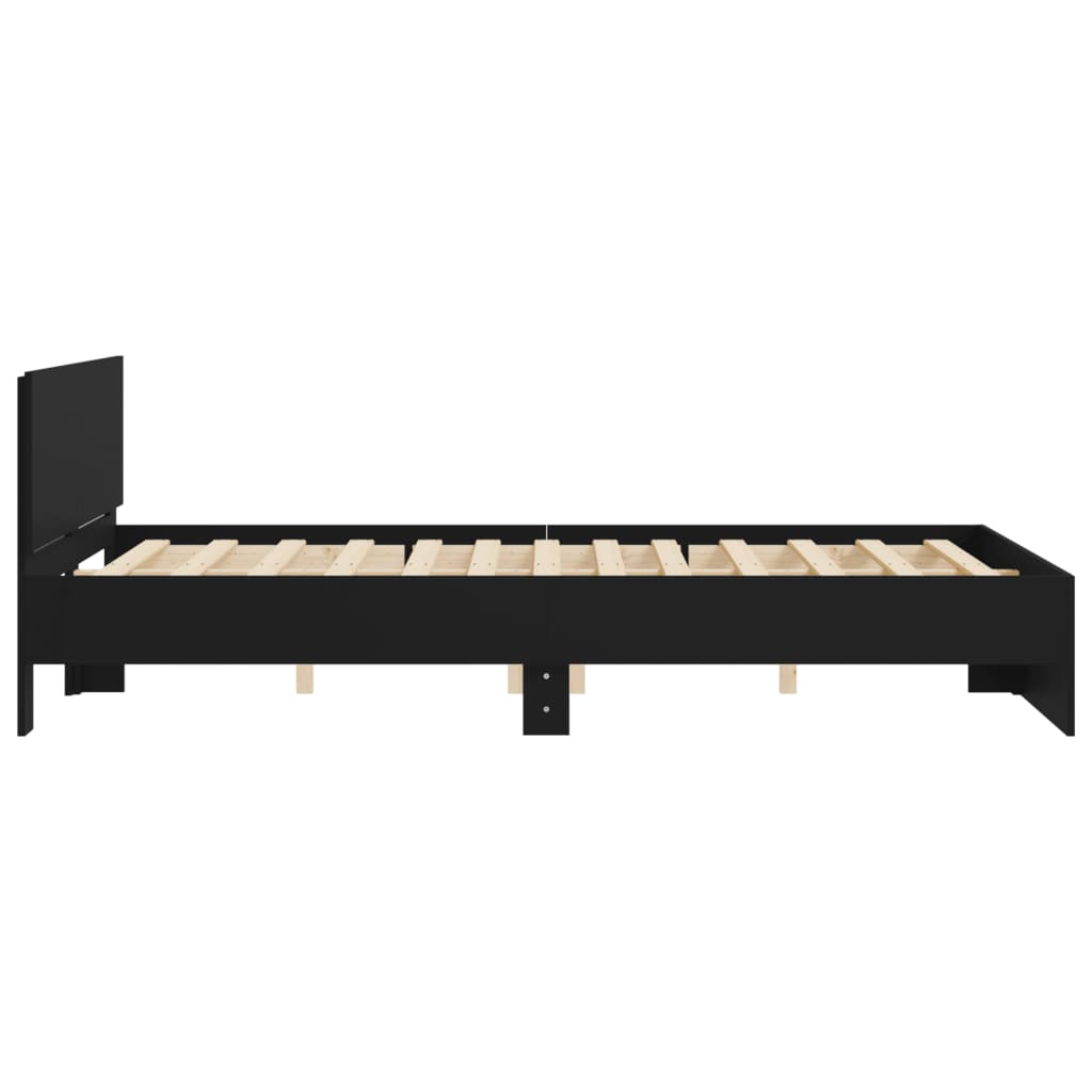 Sengeramme med sengegavl svart 150x200 cm