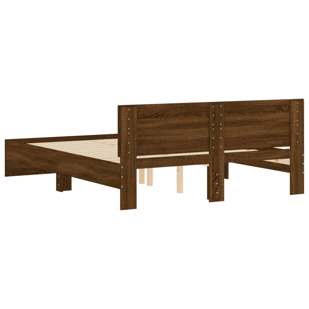 Sengeramme med hodegavl brun eik 150x200 cm