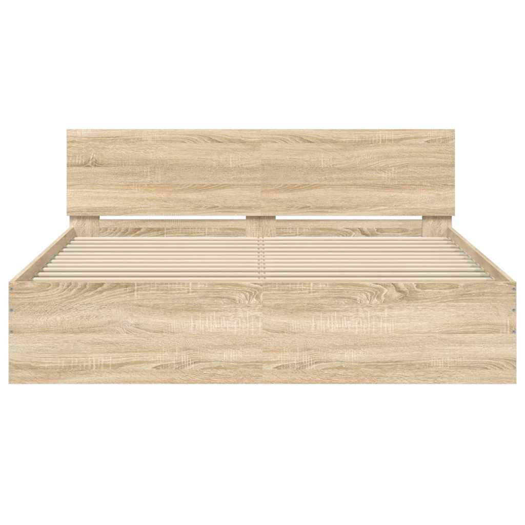 Sengeramme med hodegavl sonoma eik 140x190 cm