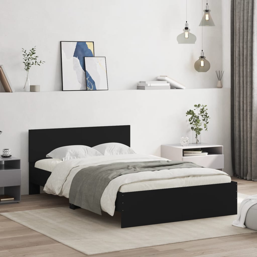 Sengeramme med hodegavl svart 135x190 cm