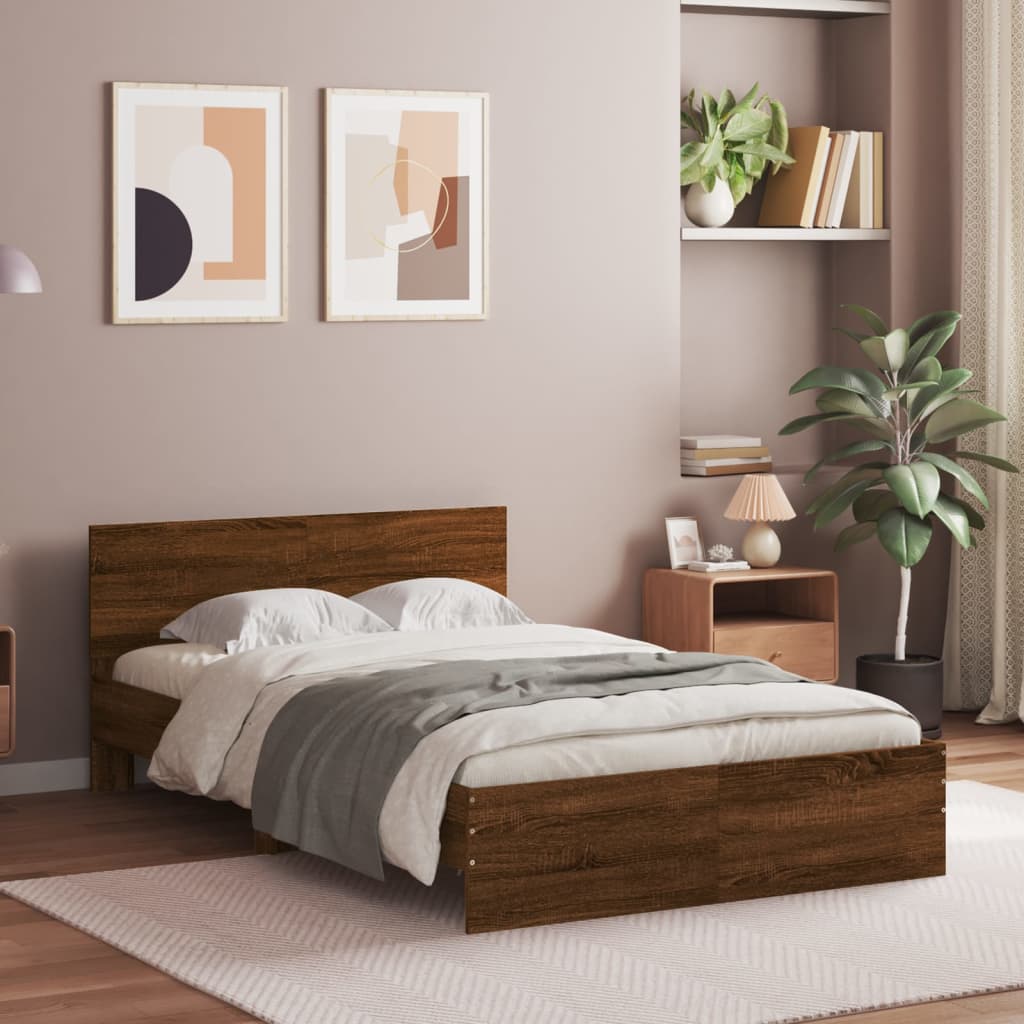 Sengeramme med hodegavl brun eik 120x190 cm
