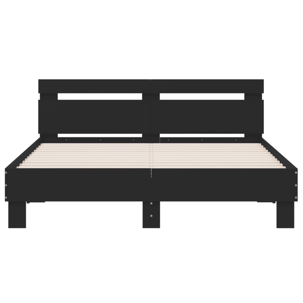 Sengeramme med LED uten Madrass Sort 150x200 cm