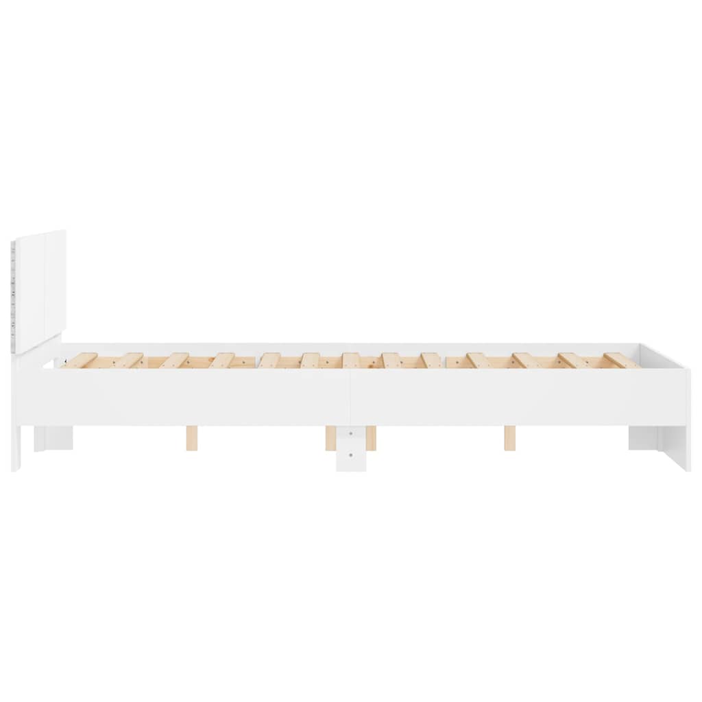 Sengeramme med hodegavl og LED hvit 120x190 cm