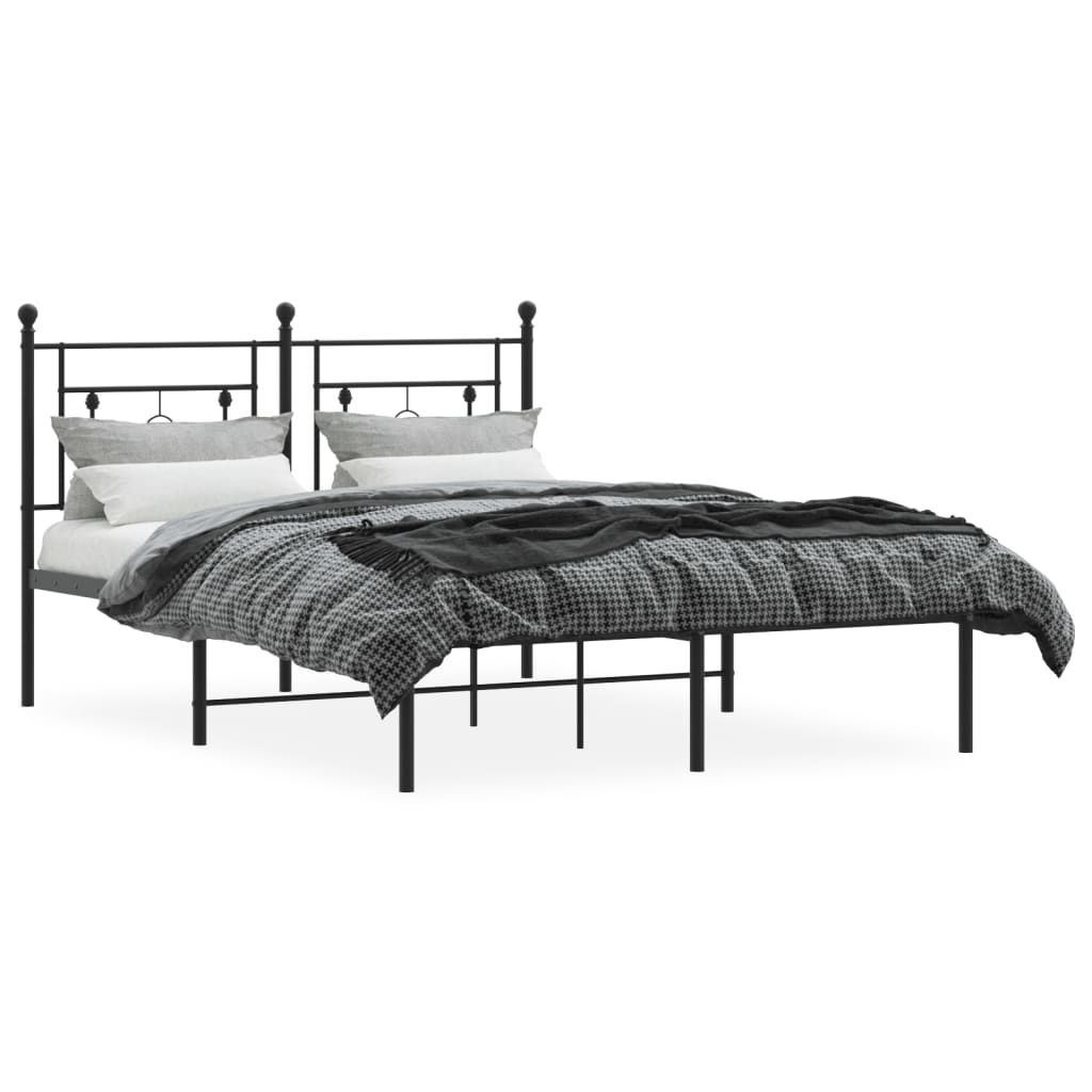 Sengeramme i metall med sengegavl svart 140x200 cm