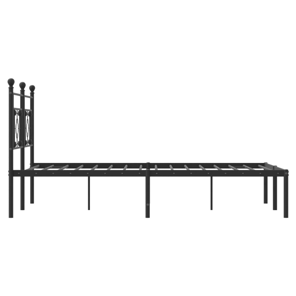 Sengeramme i metall med sengegavl svart 140x200 cm