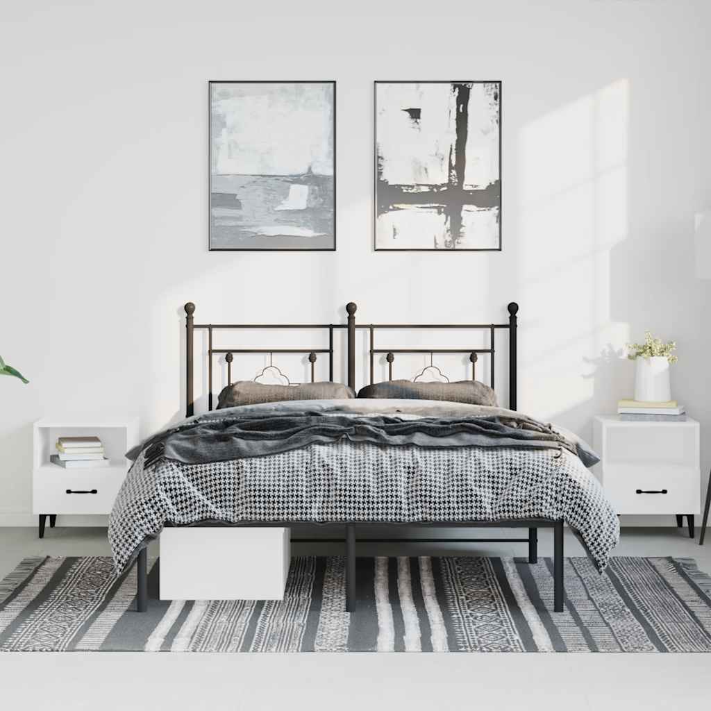 Sengeramme i metall med sengegavl svart 150x200 cm
