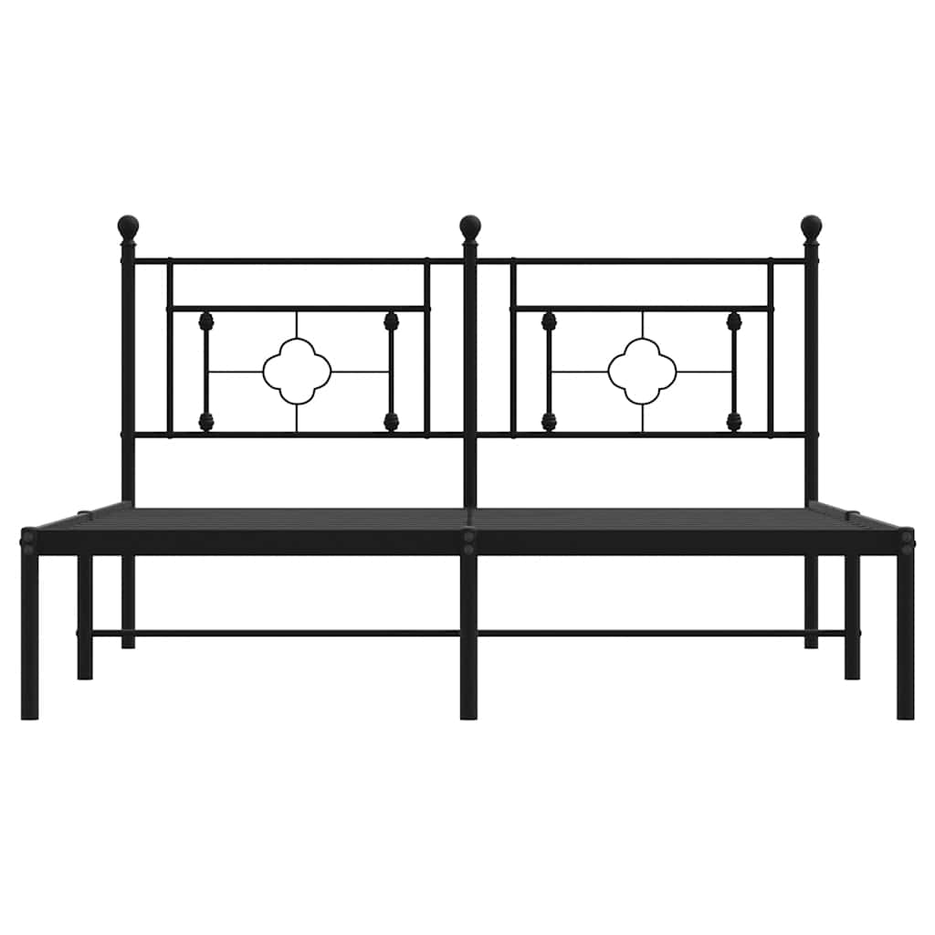 Sengeramme i metall med sengegavl svart 150x200 cm