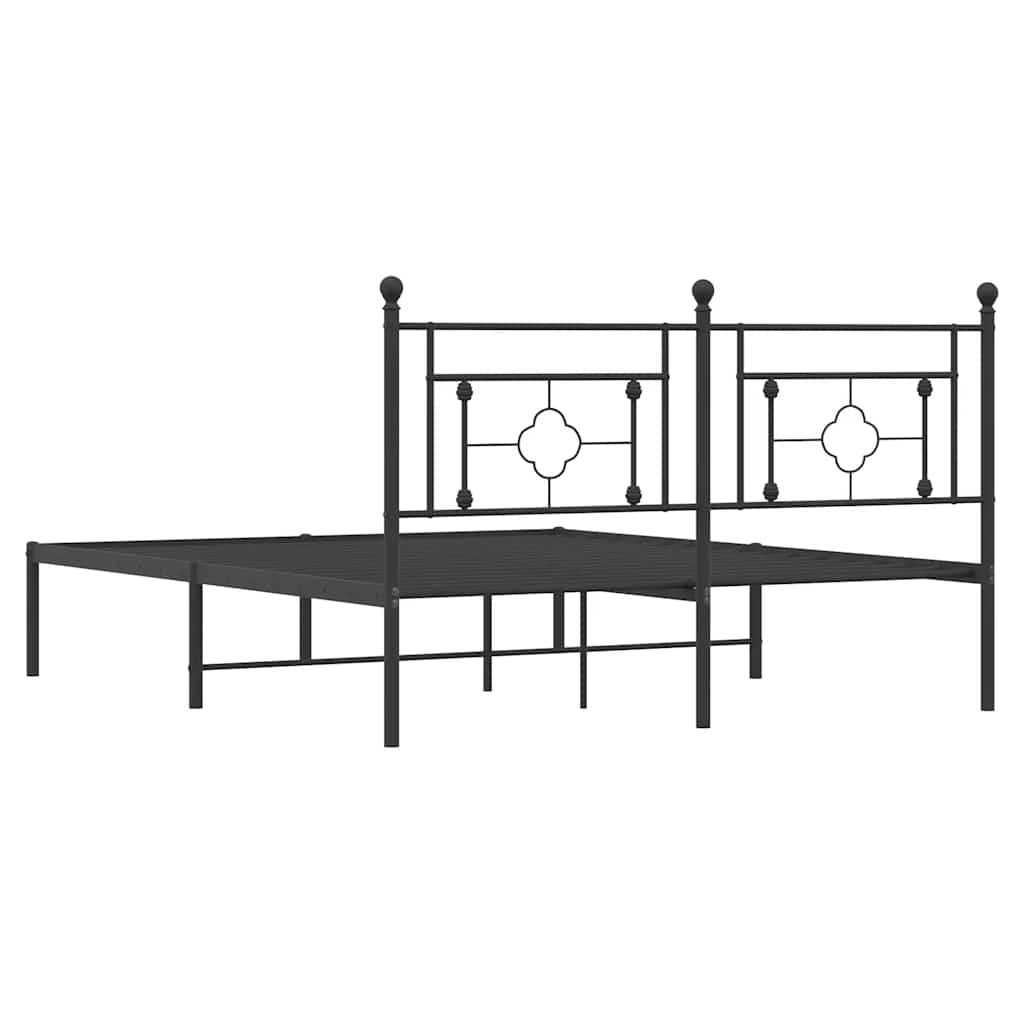 Sengeramme i metall med sengegavl svart 150x200 cm