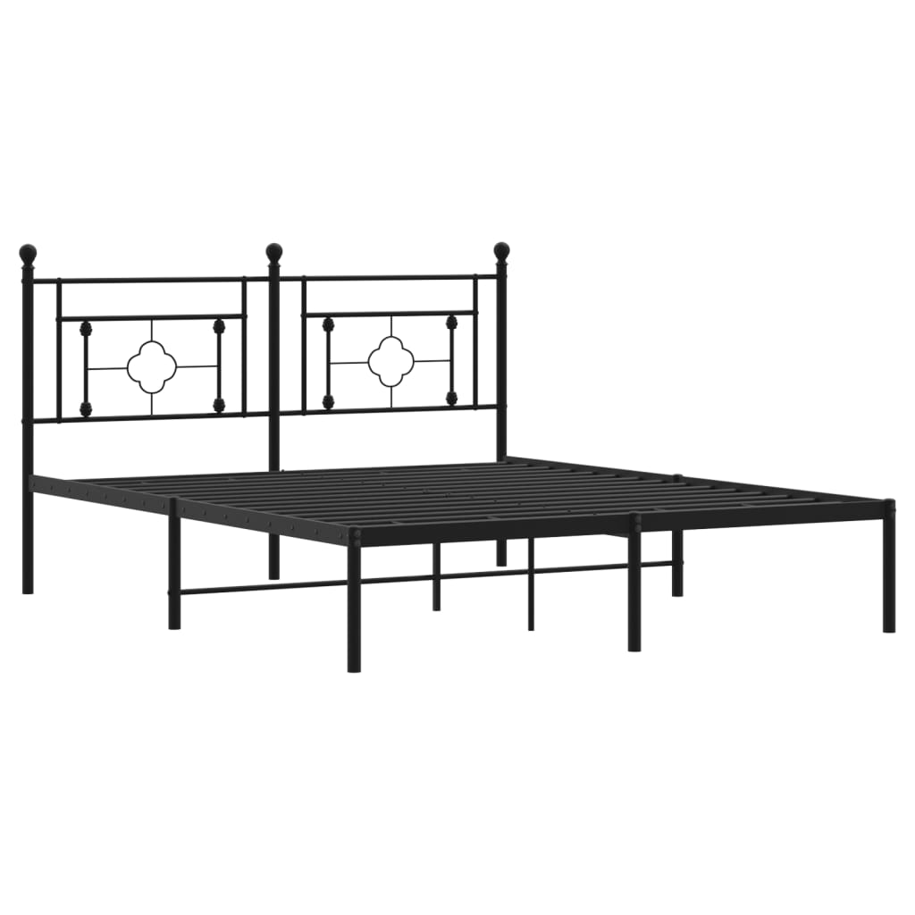 Sengeramme i metall med hodegavl svart 160x200 cm