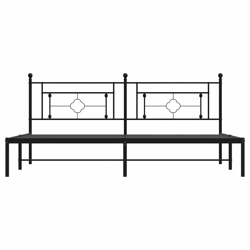 Sengeramme i metall med sengegavl svart 193x203 cm