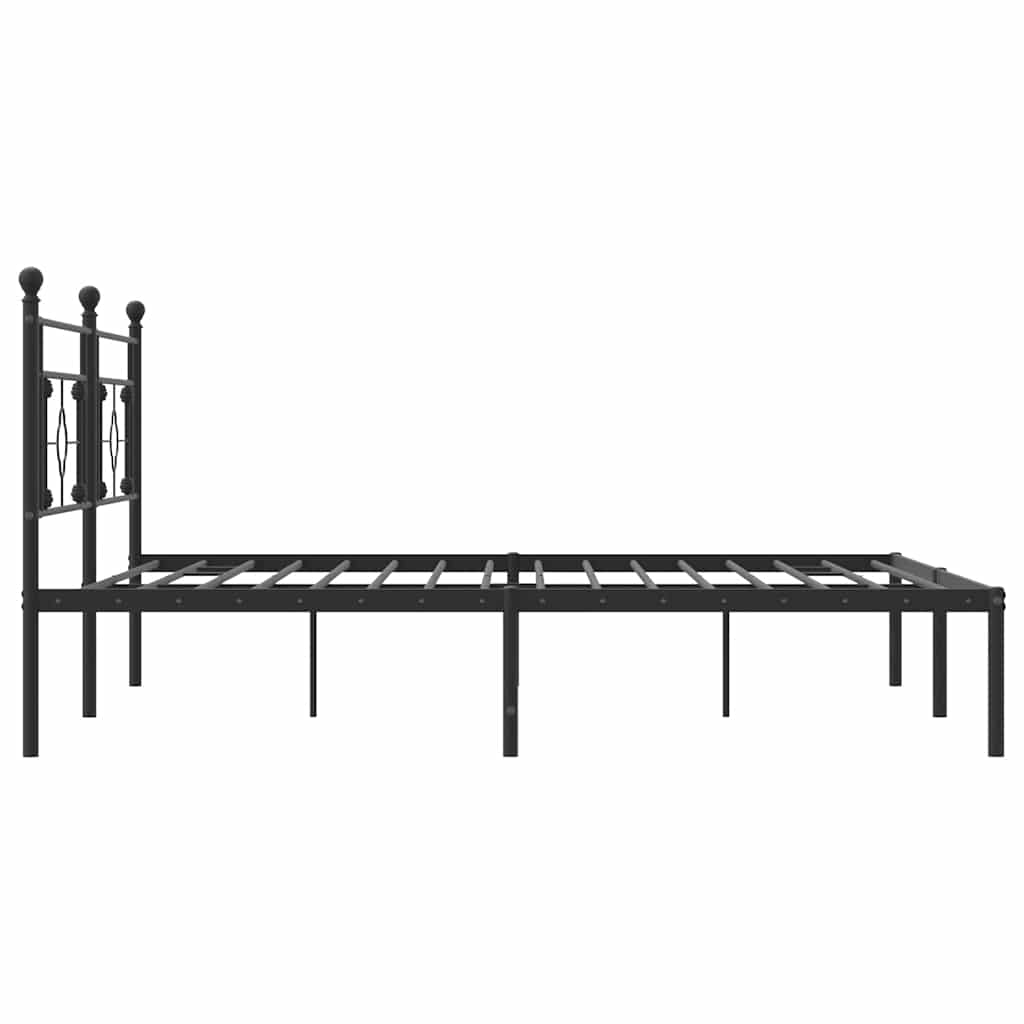 Sengeramme i metall med sengegavl svart 193x203 cm