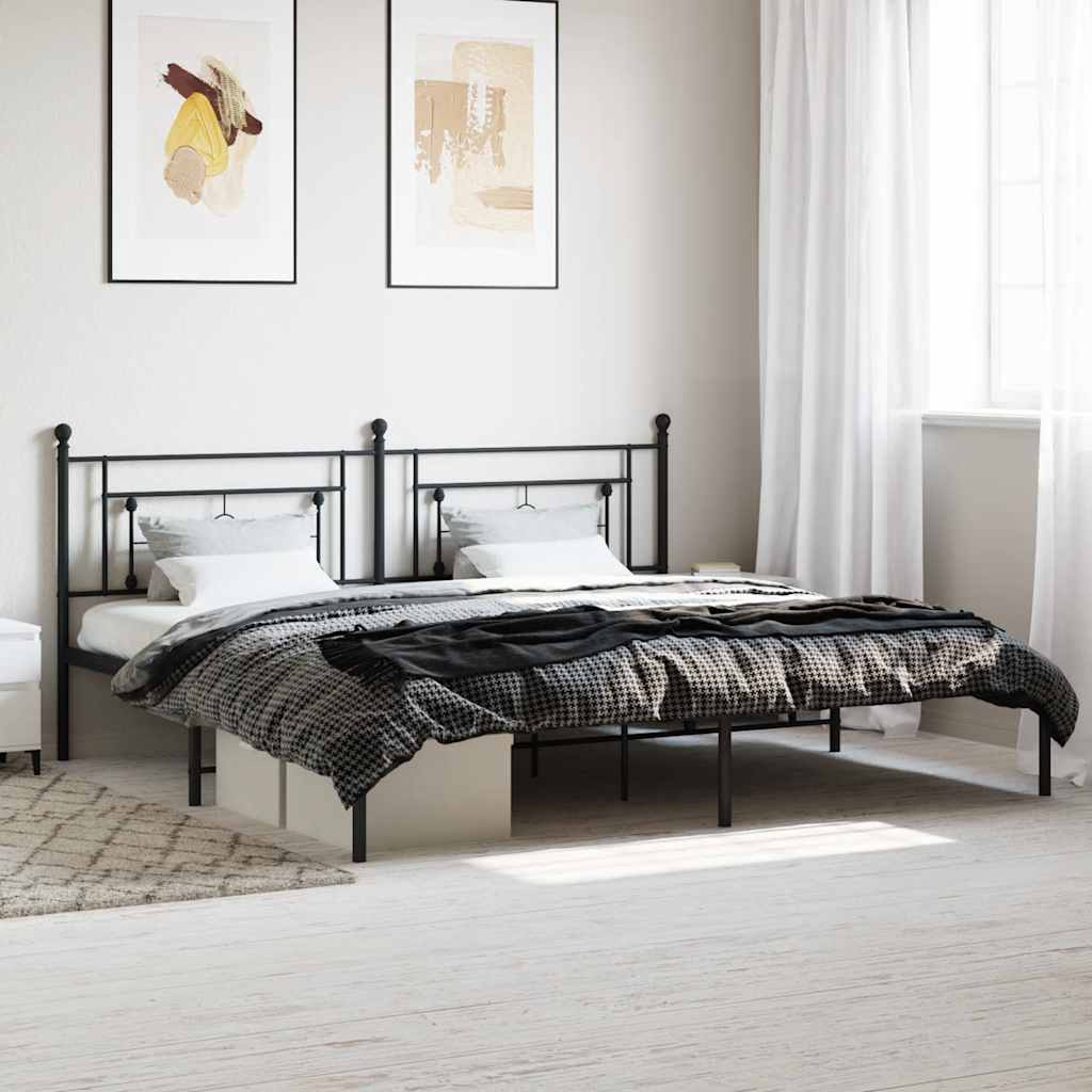 Sengeramme i metall med sengegavl svart 193x203 cm