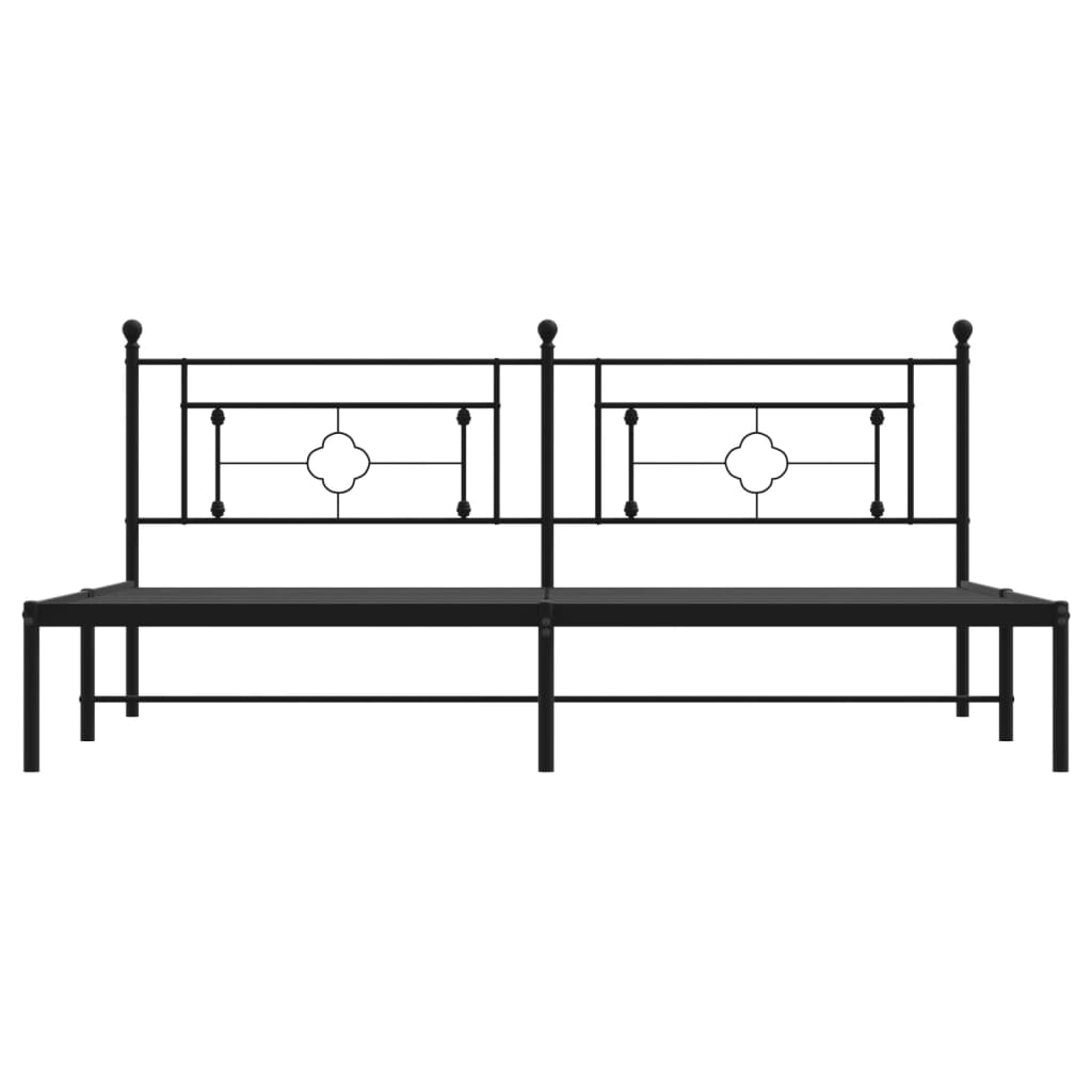 Sengeramme i metall med sengegavl svart 200x200 cm
