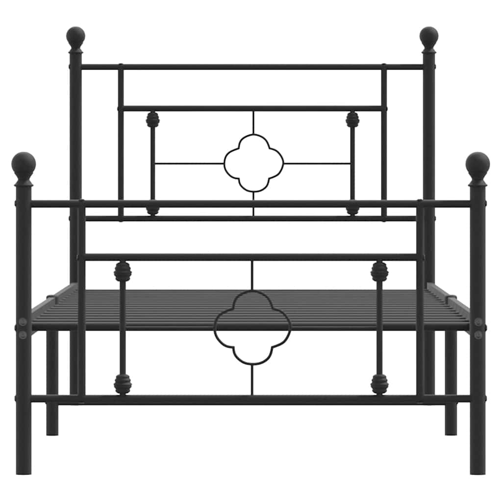Sengeramme i metall med hode- og fotgavl svart 100x200 cm