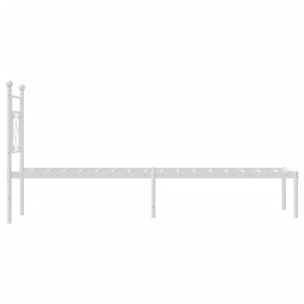Sengeramme i metall uten madrass med hodegavl hvit 75x190 cm