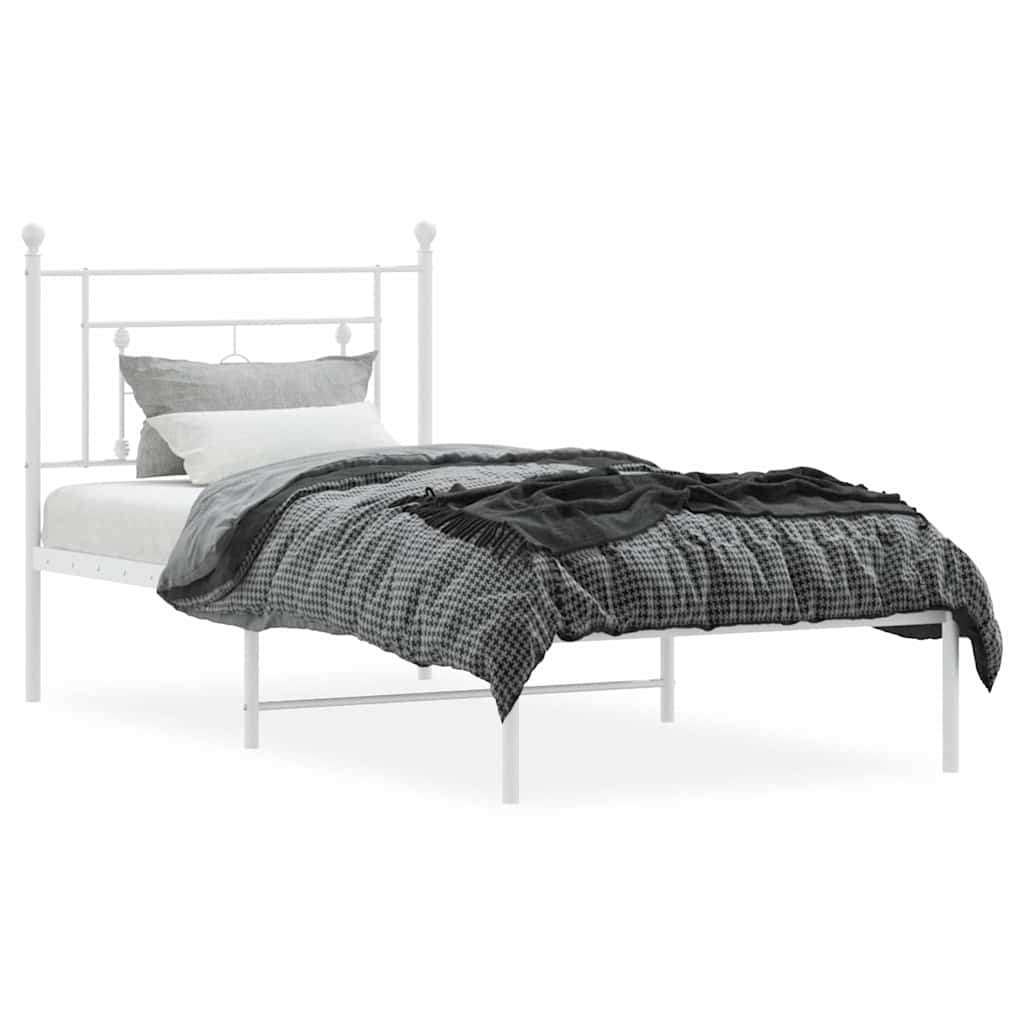 Sengeramme i metall med hodegavl hvit 100x200 cm