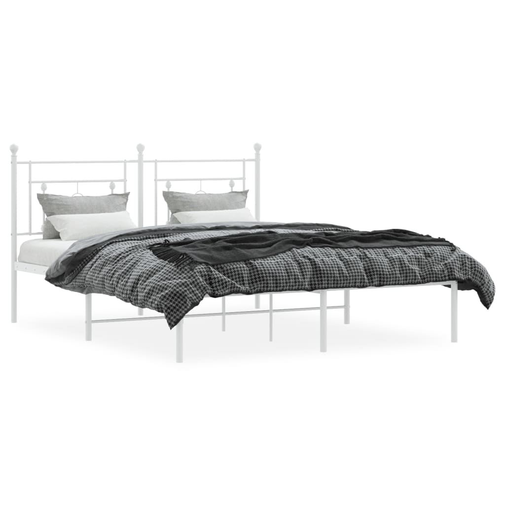 Sengeramme i metall med sengegavl hvit 160x200 cm
