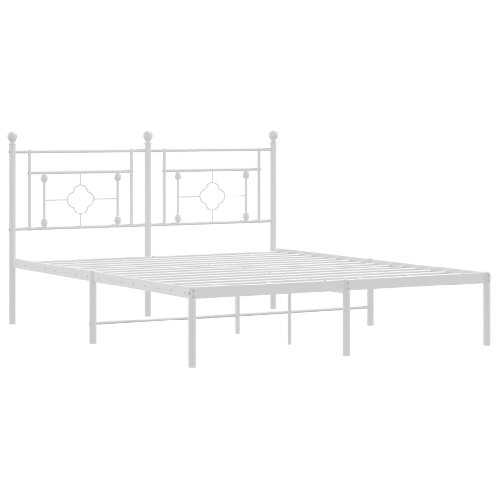 Sengeramme i metall med sengegavl hvit 160x200 cm