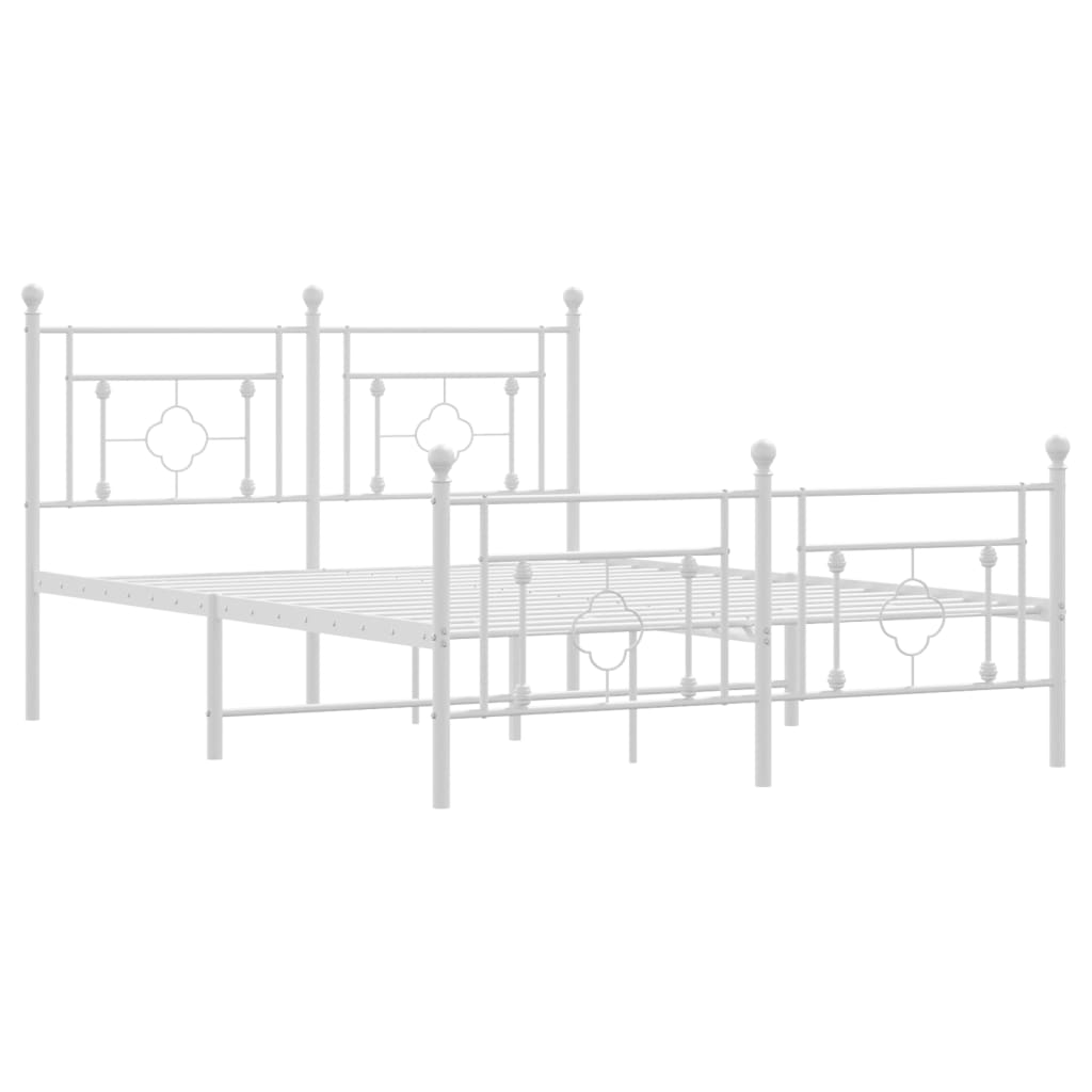 Sengeramme i metall med hode- og fotgavl hvit 135x190 cm