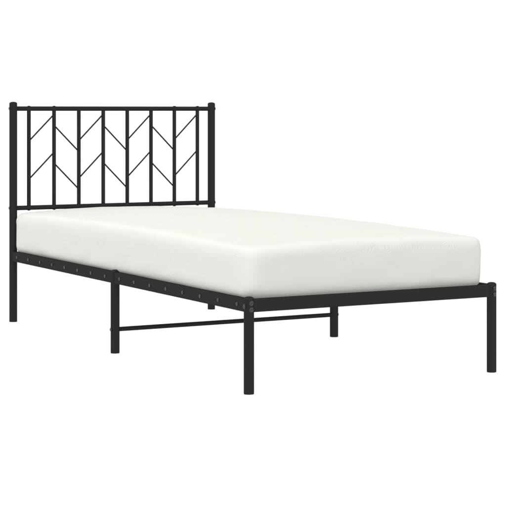 Sengeramme i metall med hodegavl svart 90x190 cm vidaXL