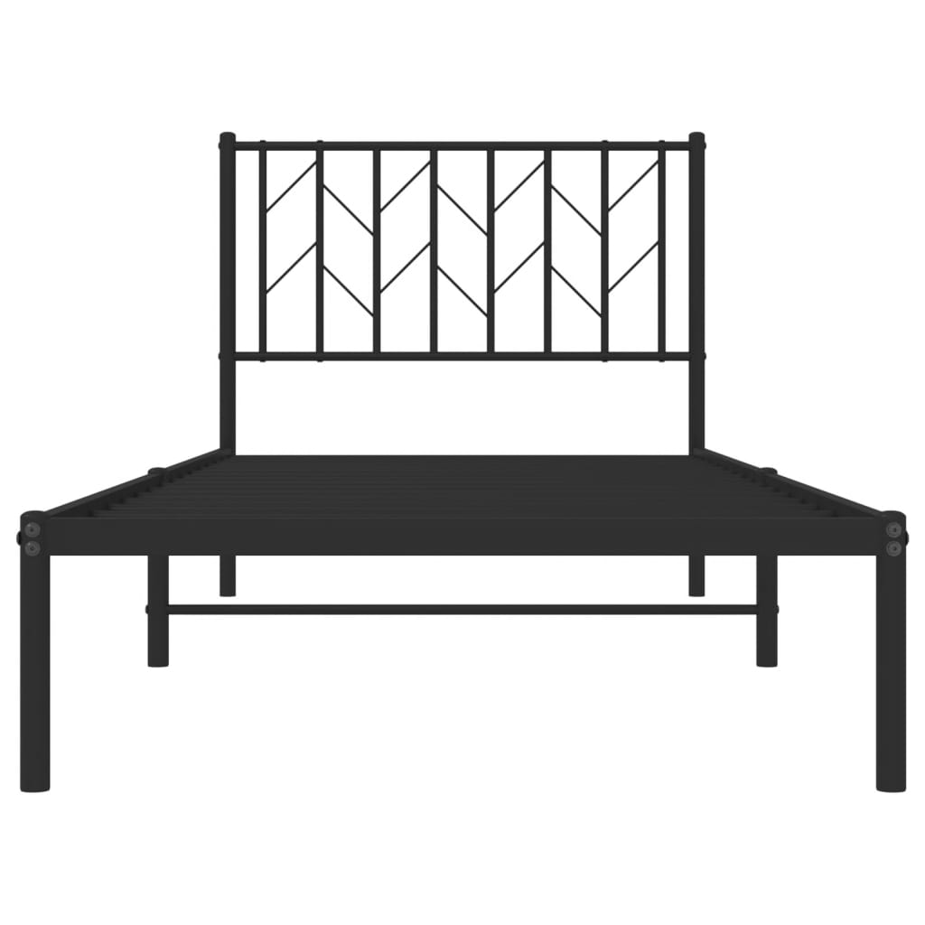 Sengeramme i metall med hodegavl svart 90x200 cm vidaXL