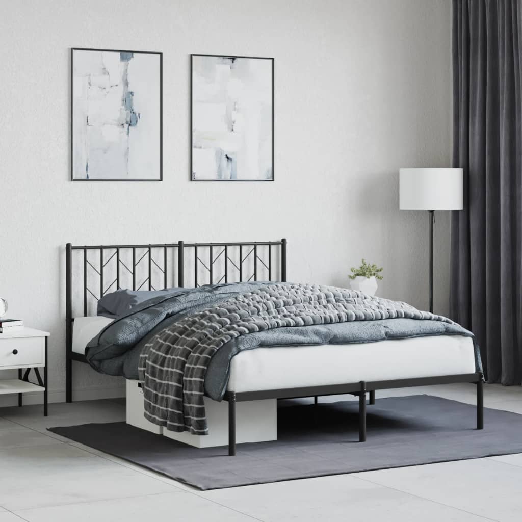 Sengeramme i metall med hodegavl svart 140x190 cm