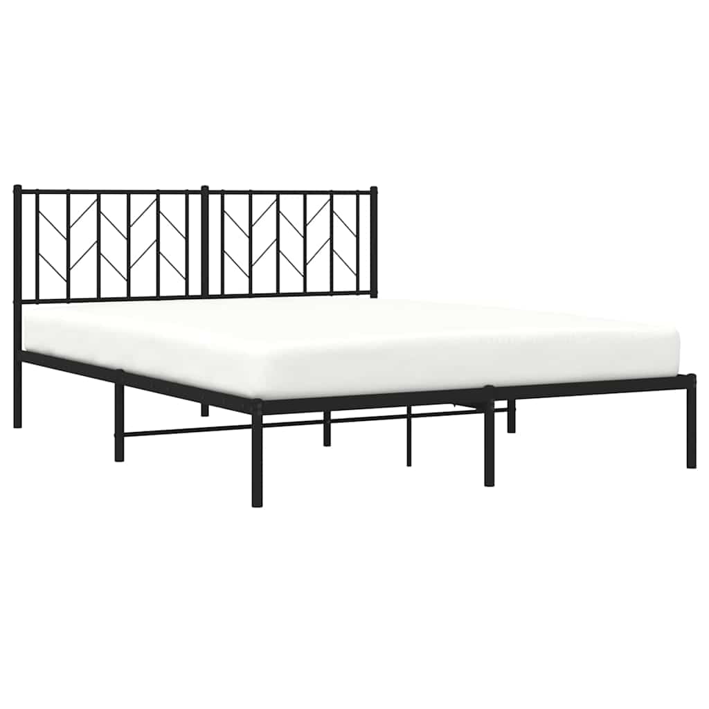 Sengeramme i metall med sengegavl svart 150x200 cm